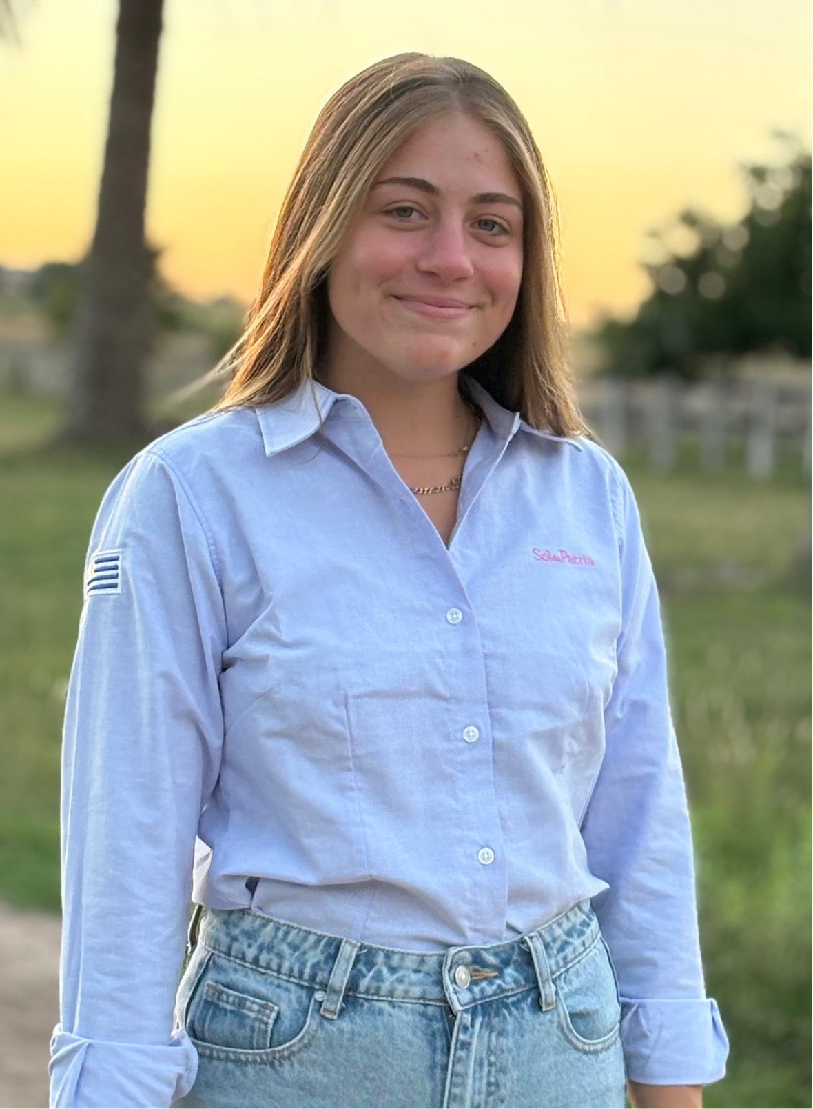 Camisa Dama Oxford Celeste