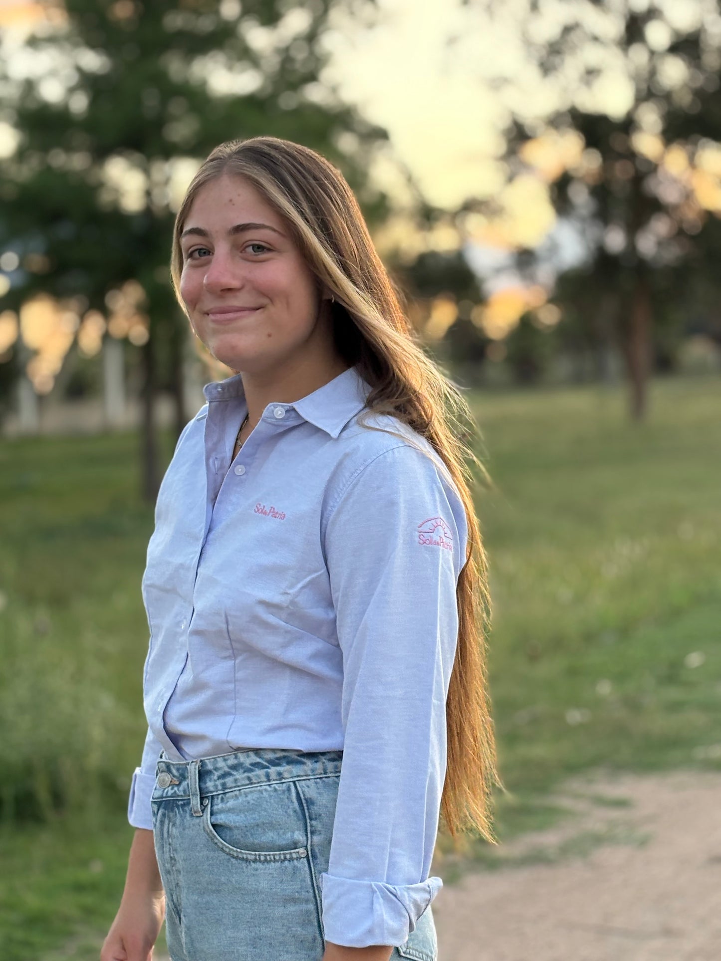 Camisa Dama Oxford Celeste