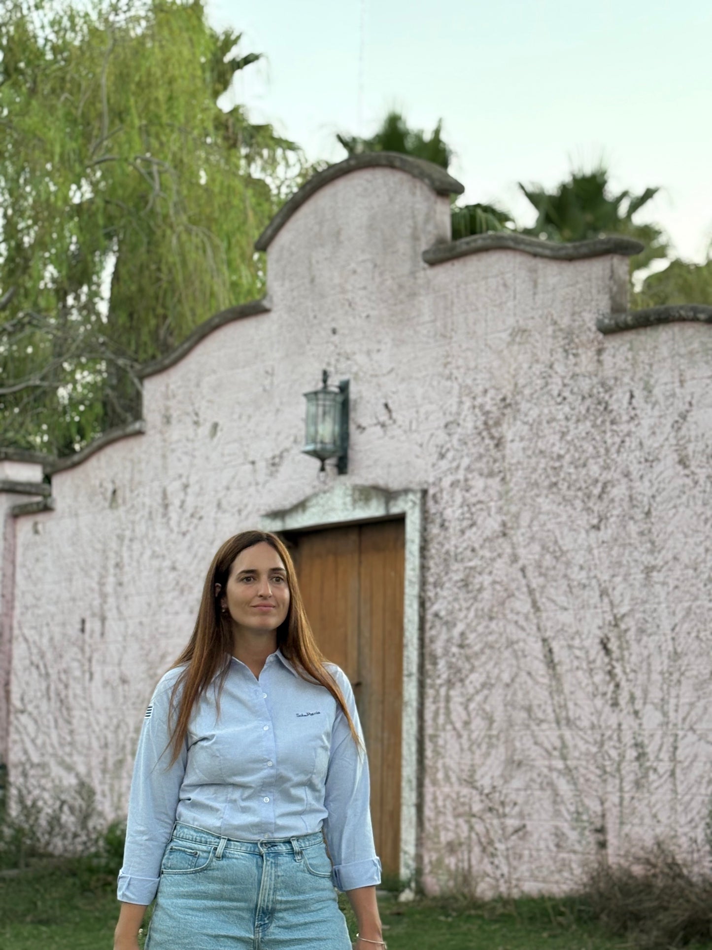 Camisa Dama Oxford Celeste