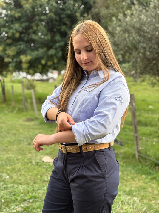 Camisa Dama Oxford Celeste
