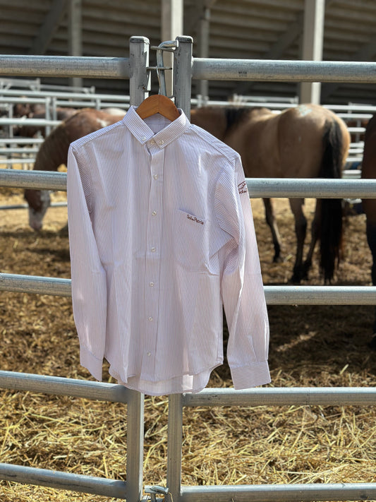 Camisa Hombre Oxford Rayas Beige