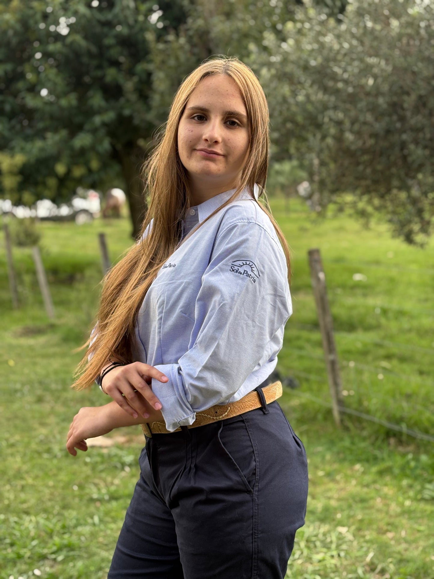 Camisa Dama Oxford Celeste